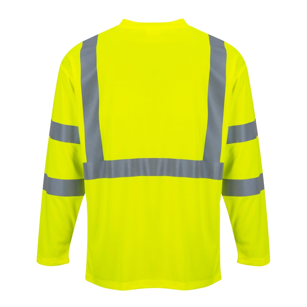 Portwest S191 Series Hi Vis Long - Sleeved T-Shirt with Chest Pocket - Gorvex.com
