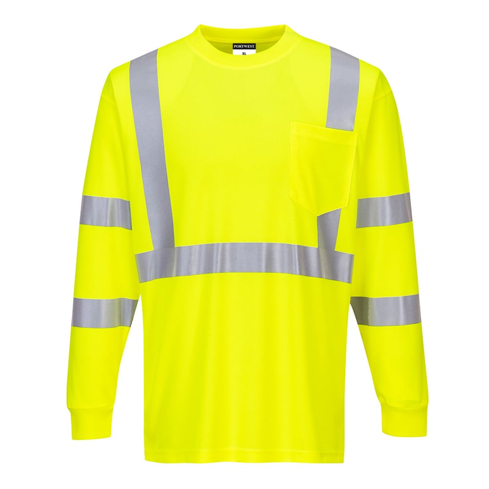 Portwest S192 Series Hi Vis Long - Sleeved T-Shirt with Ribbed Cuff - Gorvex.com