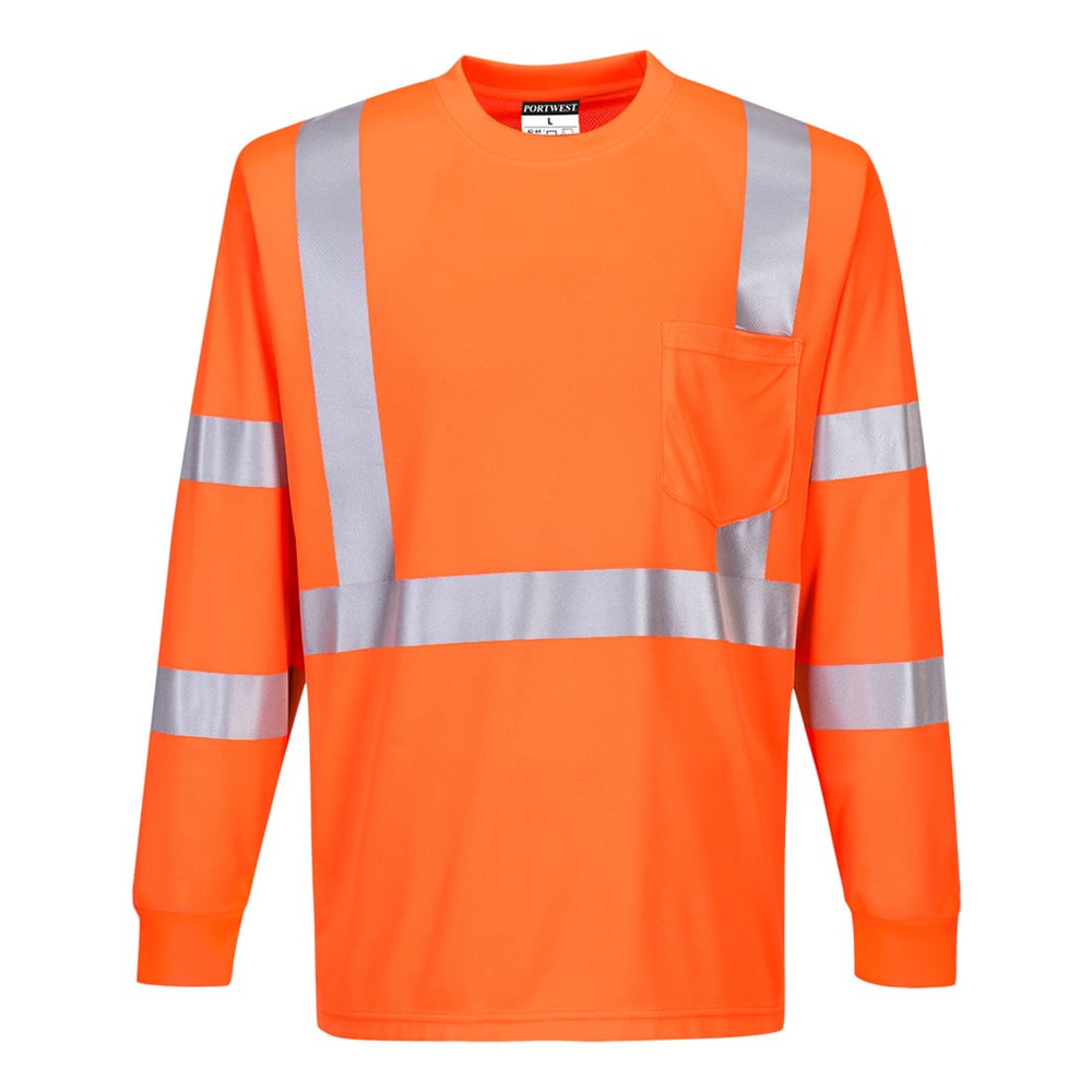 Portwest S192 Series Hi Vis Long - Sleeved T-Shirt with Ribbed Cuff - Gorvex.com