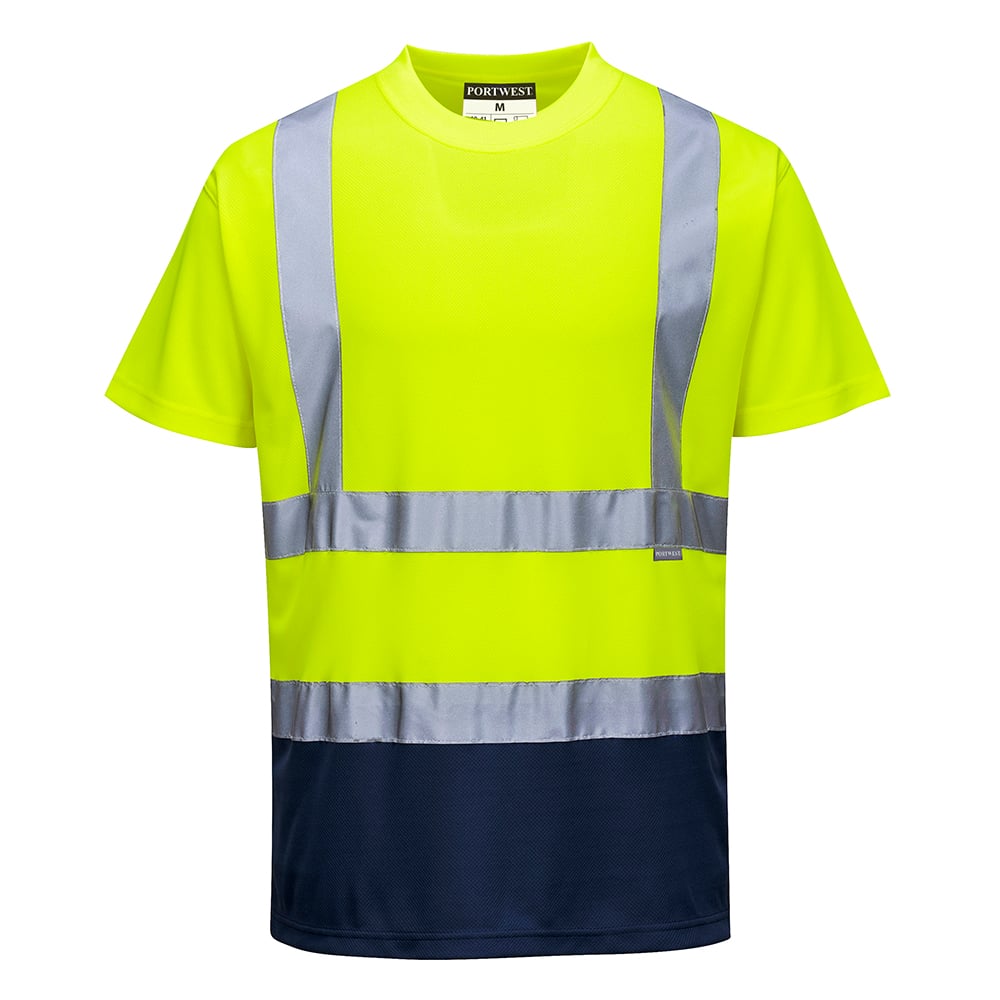 Portwest S378 Hi Vis Two - Tone Short - Sleeved Shirt with Taped Neck Seam - Gorvex.com