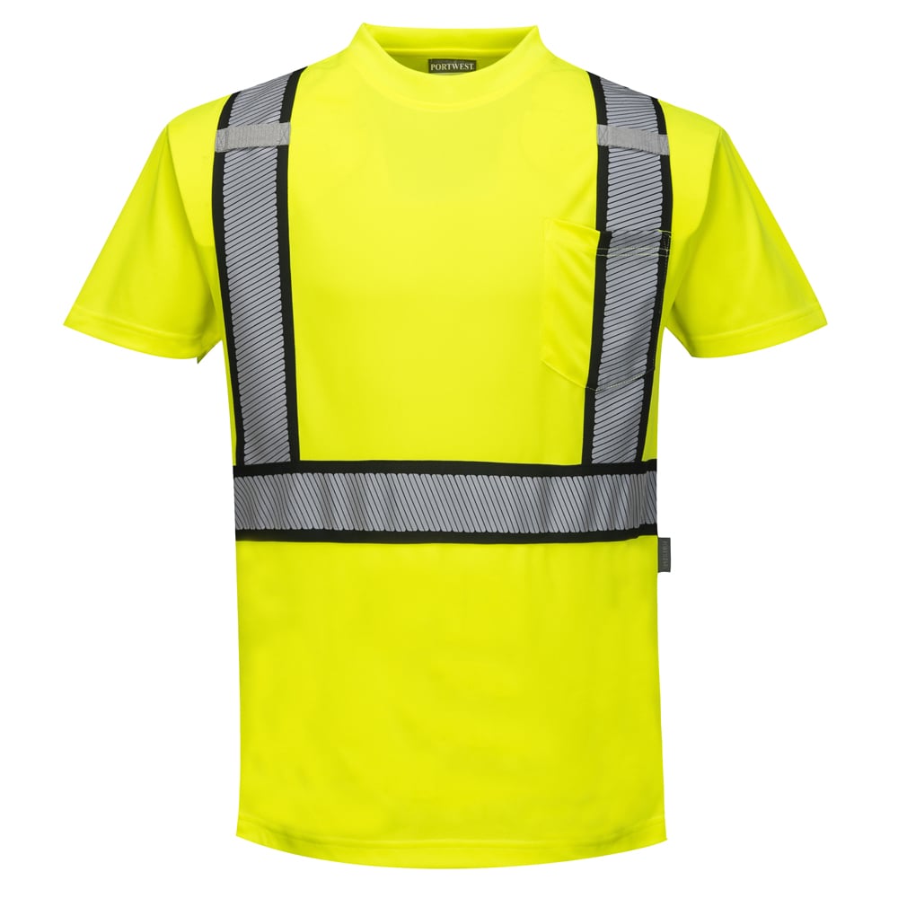 Portwest S395 Hi Vis Detroit Short - Sleeved Shirt with Contrasting Tape - Gorvex.com