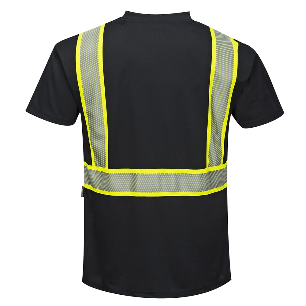Portwest S396 Iona Xtra Black Short Sleeved Shirt with Reflective Tape - Gorvex.com