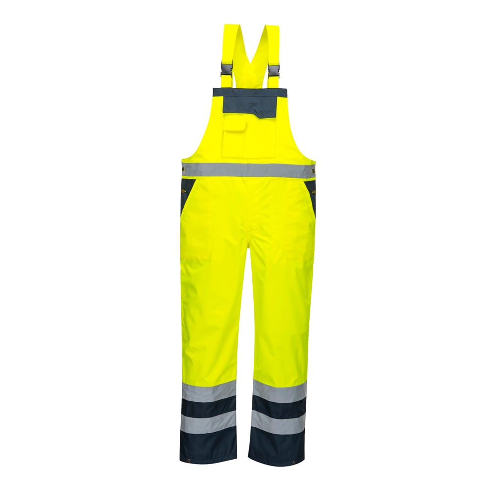 Portwest S488 Hi Vis Unlined Contrast Bib & Brace with Waist Expansion - Gorvex.com