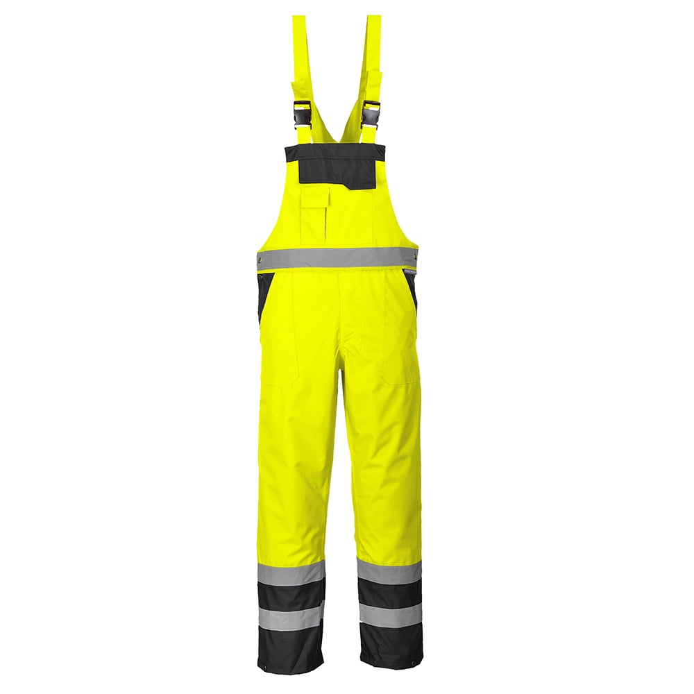 Portwest S488 Hi Vis Unlined Contrast Bib & Brace with Waist Expansion - Gorvex.com