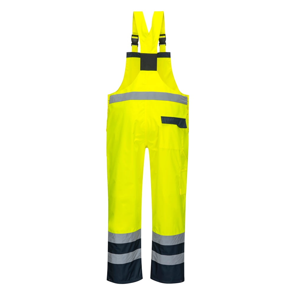 Portwest S488 Hi Vis Unlined Contrast Bib & Brace with Waist Expansion - Gorvex.com
