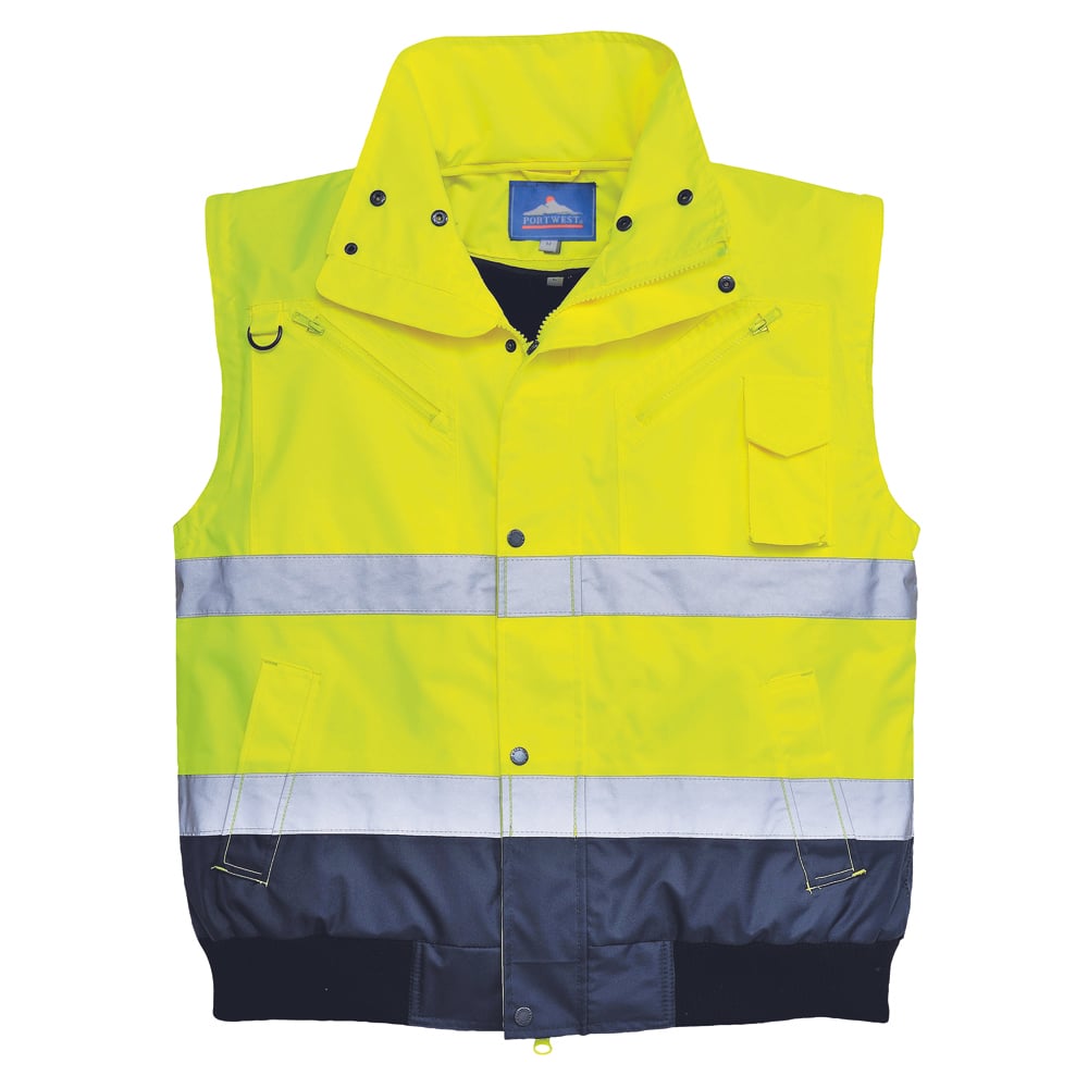 Portwest UC465 Hi Vis Contrast Bomber Jacket with Knitted Waistband - Gorvex.com