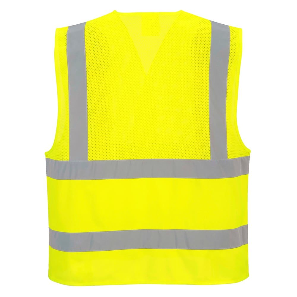Portwest UC494 Hi Vis Solid/Mesh Vest Economy with Hook & Loop Closure - Gorvex.com