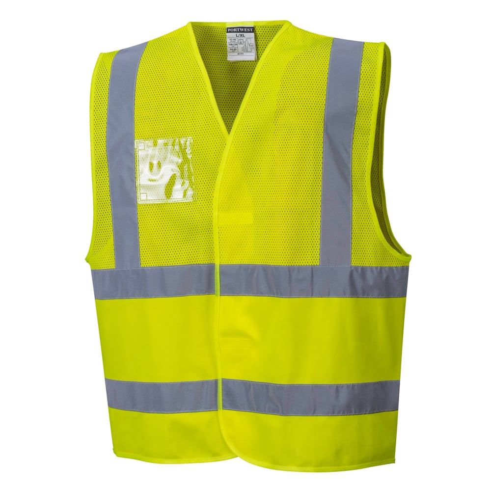 Portwest UC494 Hi Vis Solid/Mesh Vest Economy with Hook & Loop Closure - Gorvex.com