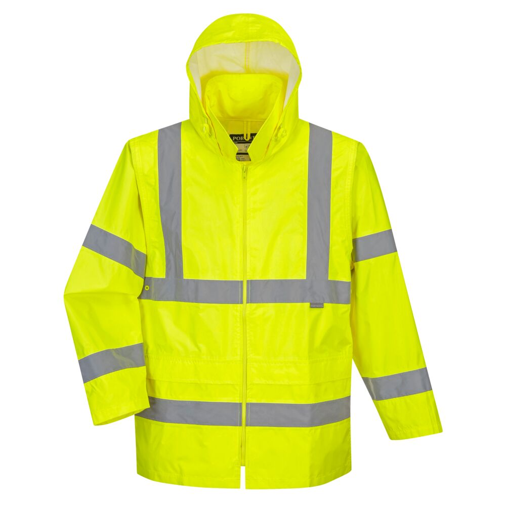 Portwest UH440 Hi Vis Rain Jacket with Vented Back Yoke and Eyelets - Gorvex.com