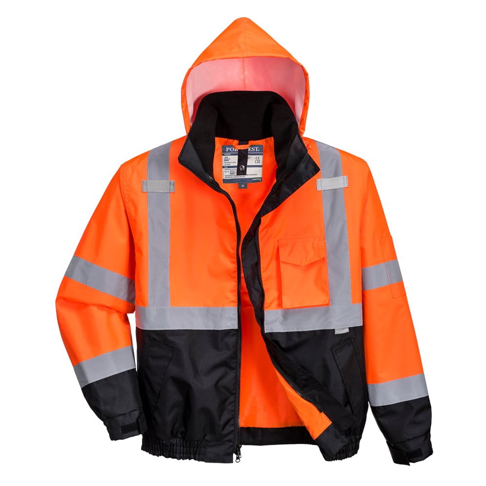 Portwest US365 Hi Vis 3 - in - 1 Premium Bomber Jacket with Zip Sweatshirt - Gorvex.com