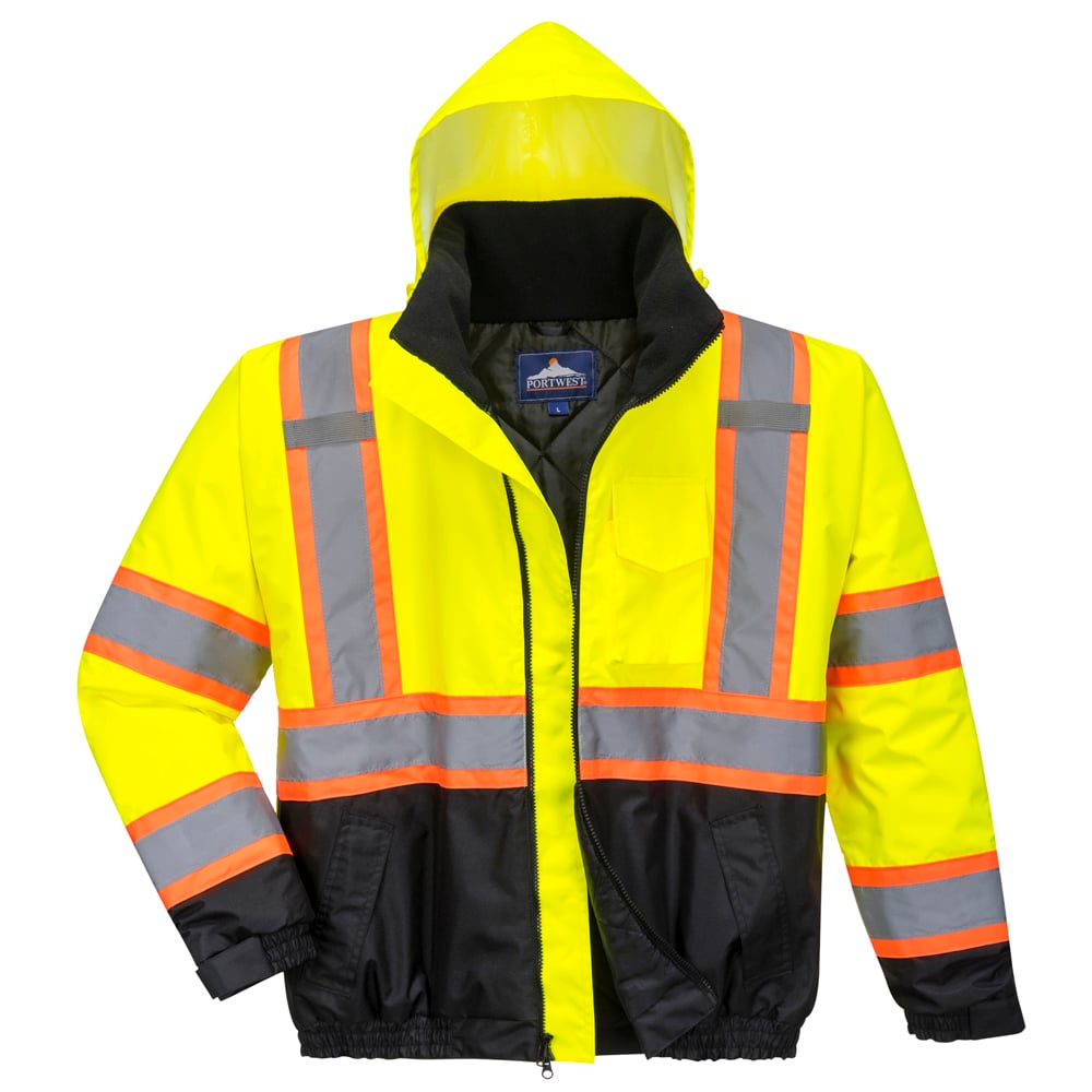 Portwest US368 Hi Vis Bomber Jacket with Contrasting Trim - Gorvex.com