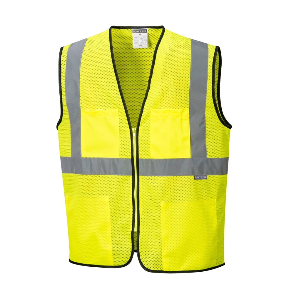 Portwest US380 Tampa Hi Vis Mesh Vest with Black Trim - Gorvex.com