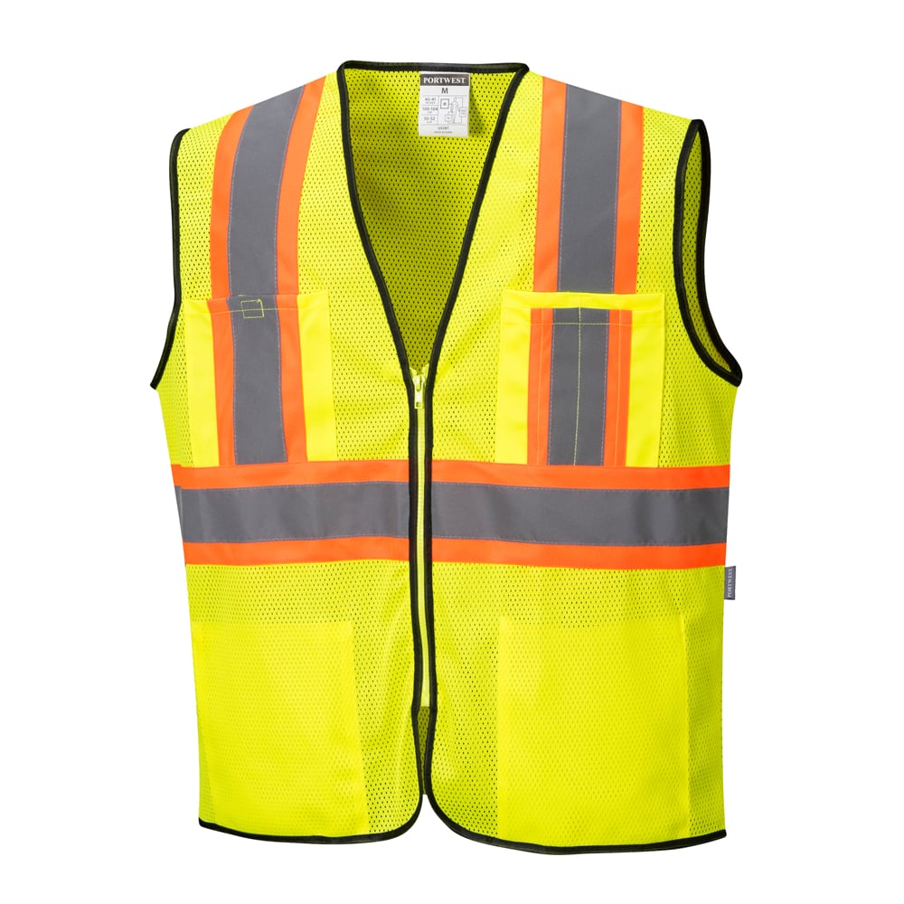 Portwest US381 Frisco Hi Vis Mesh Vest with Black Trim - Gorvex.com