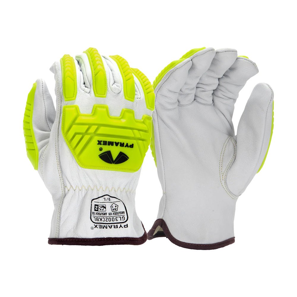 Pyramex GL3002CKB Premium Hi - Vis A4 Cut Impact Level 2 Goatskin Driver Gloves, 1 pair - Gorvex.com