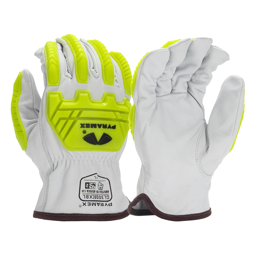 Pyramex GL3008CKB Premium Hi - Vis A7 Cut Impact Goatskin Driver Gloves, 1 pair - Gorvex.com