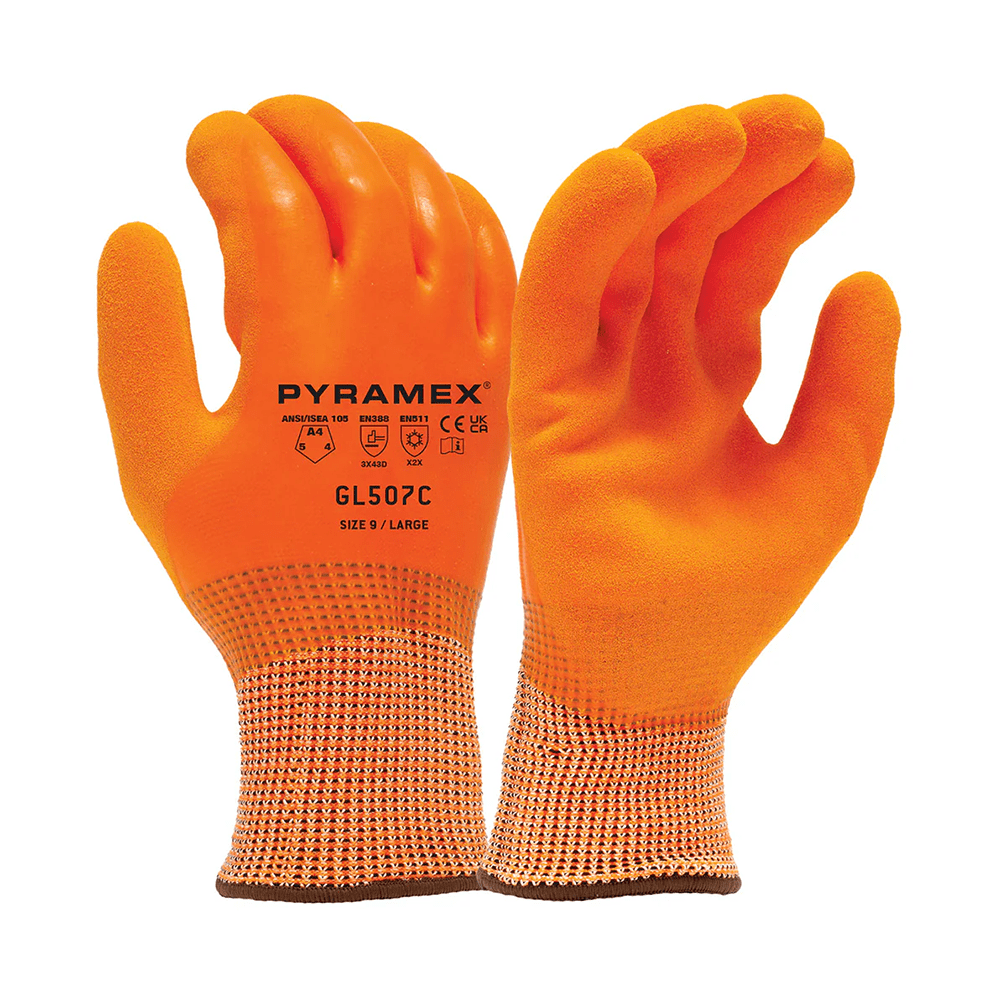 Pyramex GL507C ANSI A4 Cut Resistant Double Latex Coated Insulated Gloves, 1 pair - Gorvex.com