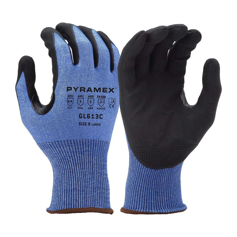 Pyramex GL613C Cut Level A4 Nitrile Micro - Foam Palm Coated Glove, 1 pair - Gorvex.com