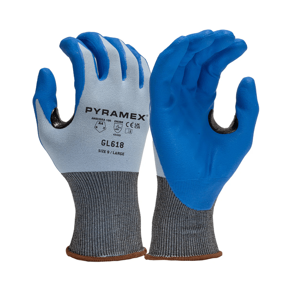 Pyramex GL618 18 mil Micro - Foam Nitrile Palm Gloves with Reinforced Thumb, 1 pair - Gorvex.com