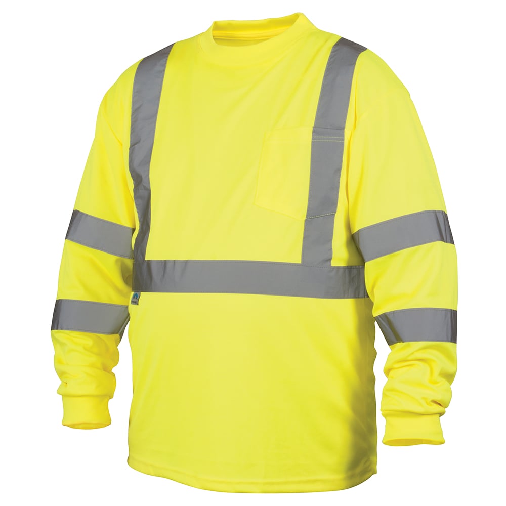 Pyramex Lumen - X Hi - Vis Lime Long Sleeve T-Shirt RLTS31 Series - Gorvex.com