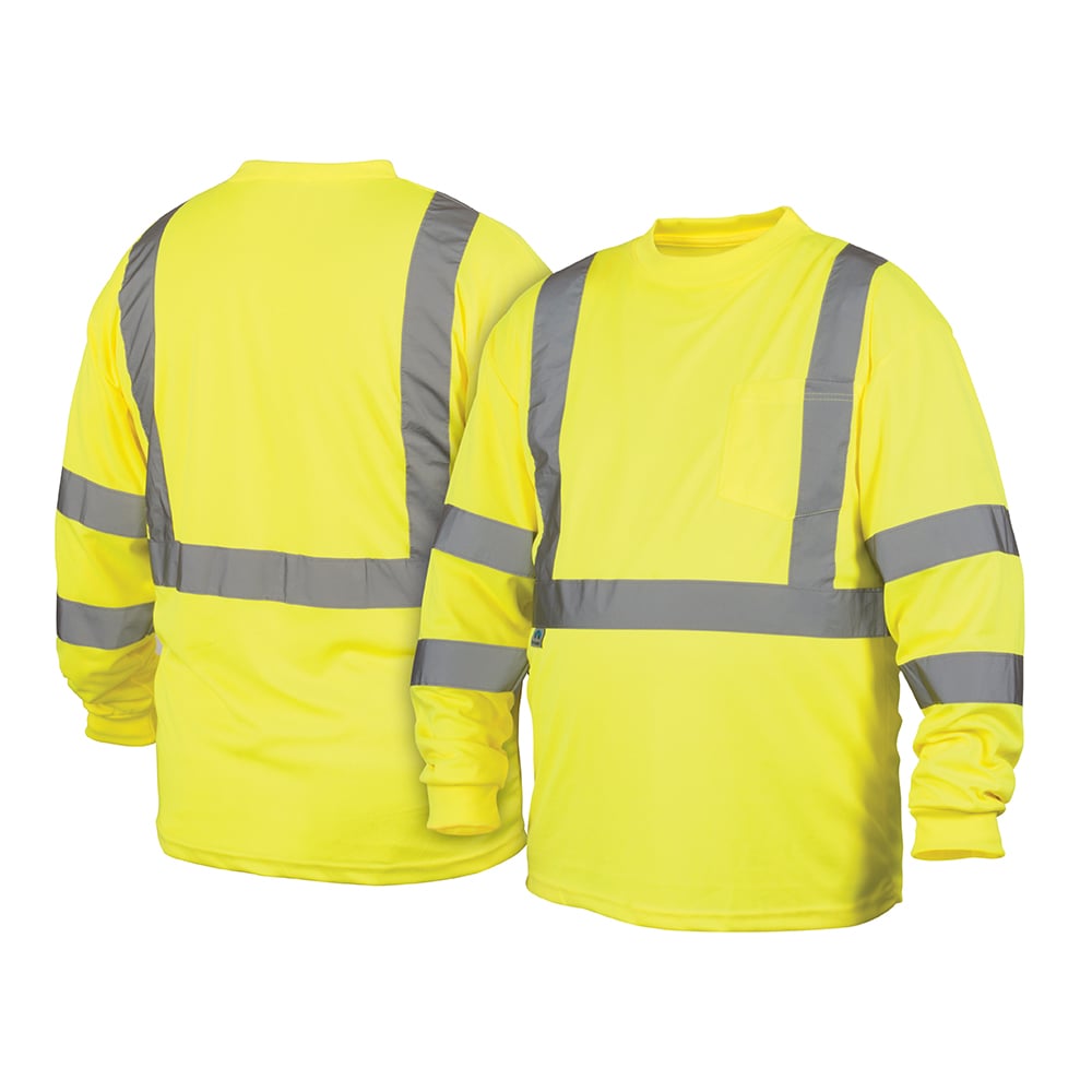 Pyramex Lumen - X Hi - Vis Lime Long Sleeve T-Shirt RLTS31 Series - Gorvex.com