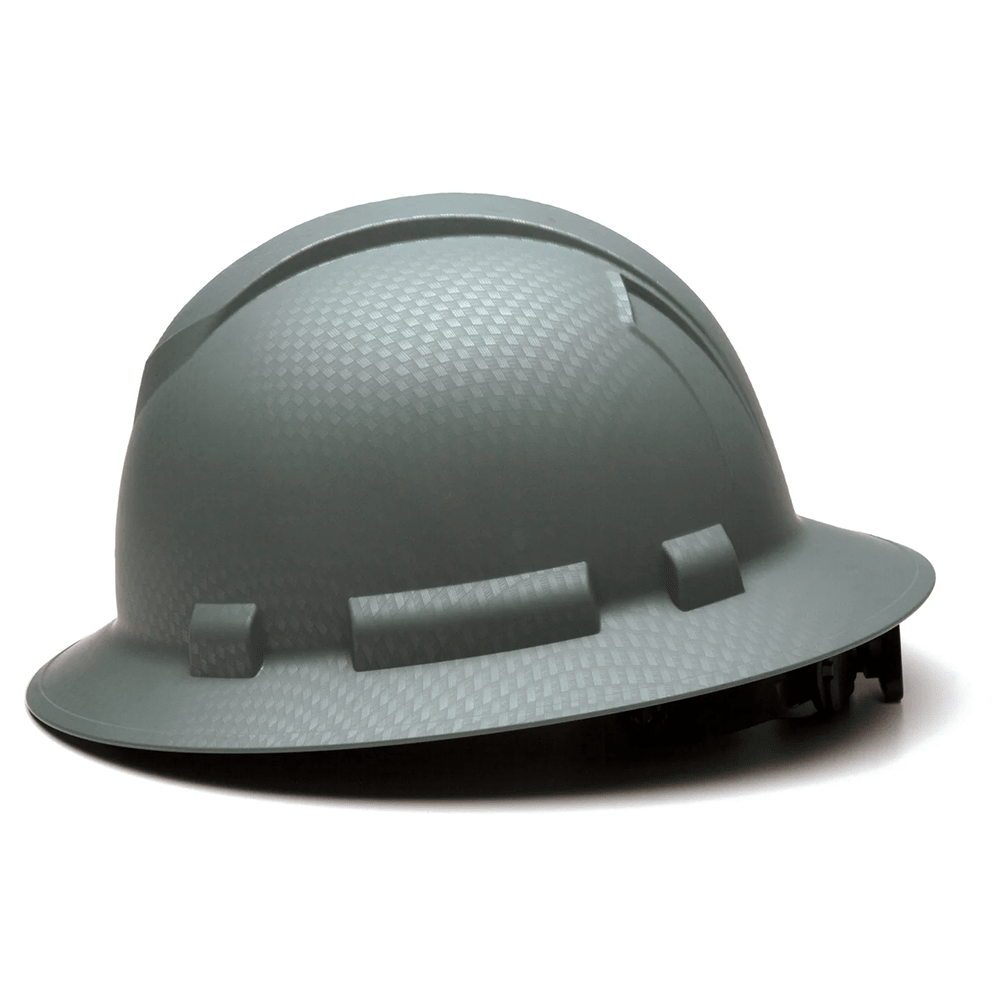 Pyramex Ridgeline Graphite Full Brim Hard Hat, 4 Point Ratchet - Gorvex.com