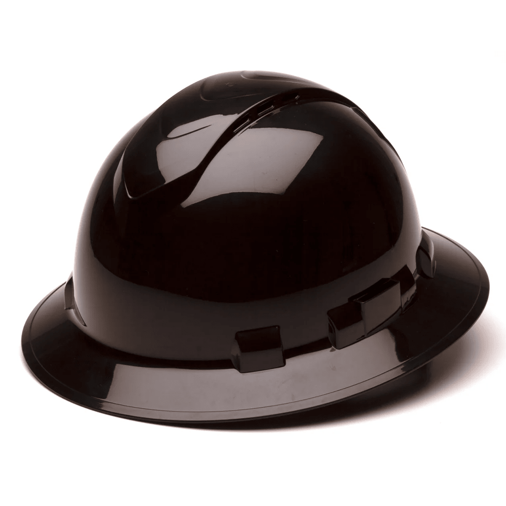 Pyramex Ridgeline Vented Full Brim Hard Hat, 4 Pt Ratchet Suspension - Gorvex.com