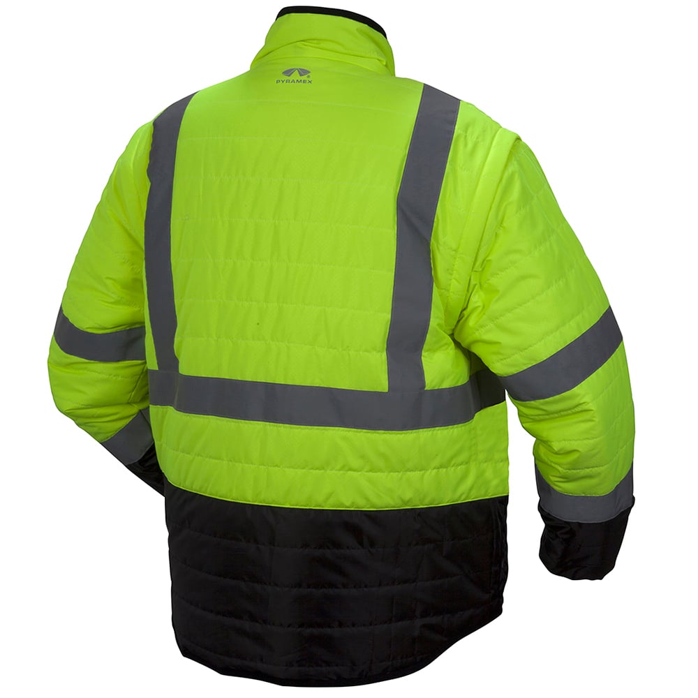 Pyramex RJR33 Series Reversible Hi - Vis Jacket with Black Bottom - Gorvex.com