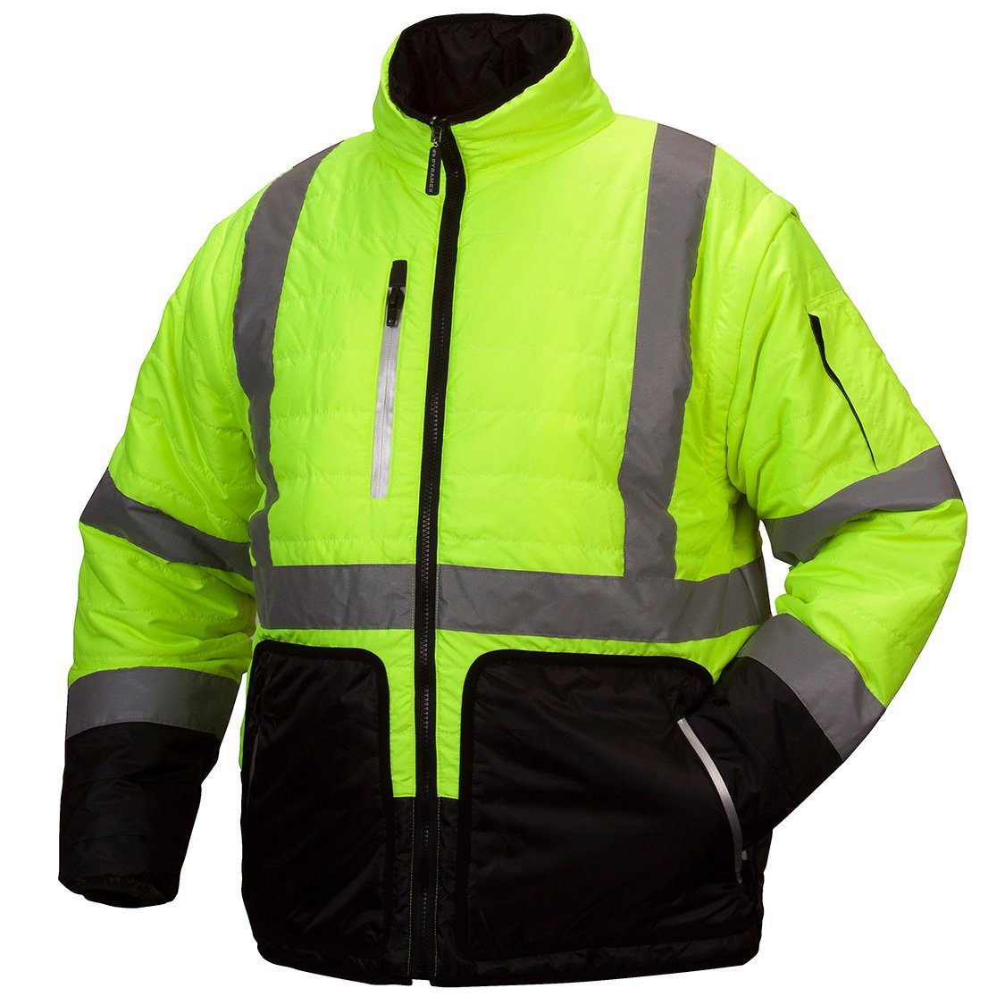 Pyramex RJR33 Series Reversible Hi - Vis Jacket with Black Bottom - Gorvex.com