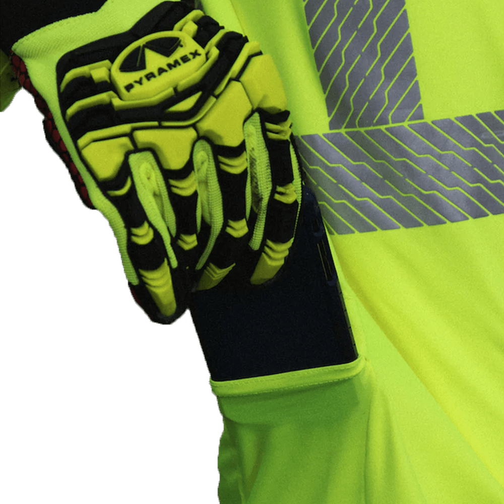 Pyramex RLP1 Hi - Vis Class 3 Long Sleeve Reflective T-Shirt with Phone Pocket - Gorvex.com