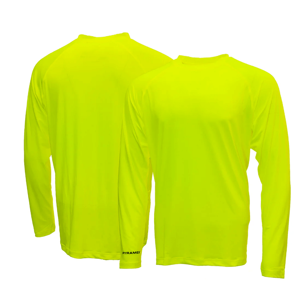 Pyramex RLP1NS Hi - Vis Non - Rated Long Sleeve T-Shirt with Phone Pocket - Gorvex.com
