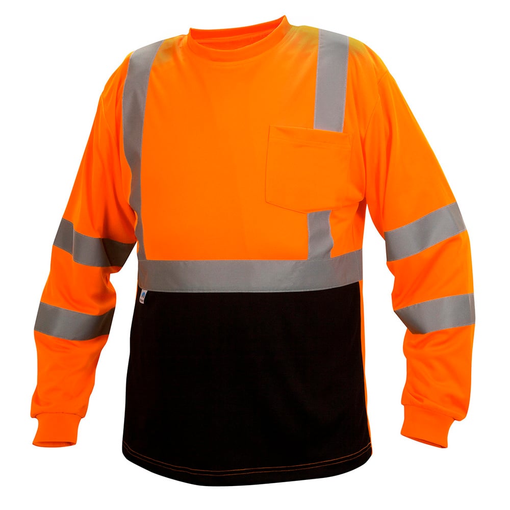Pyramex RLTS31B Class 3 Hi Vis Long Sleeved Shirt with Black Bottom - Gorvex.com