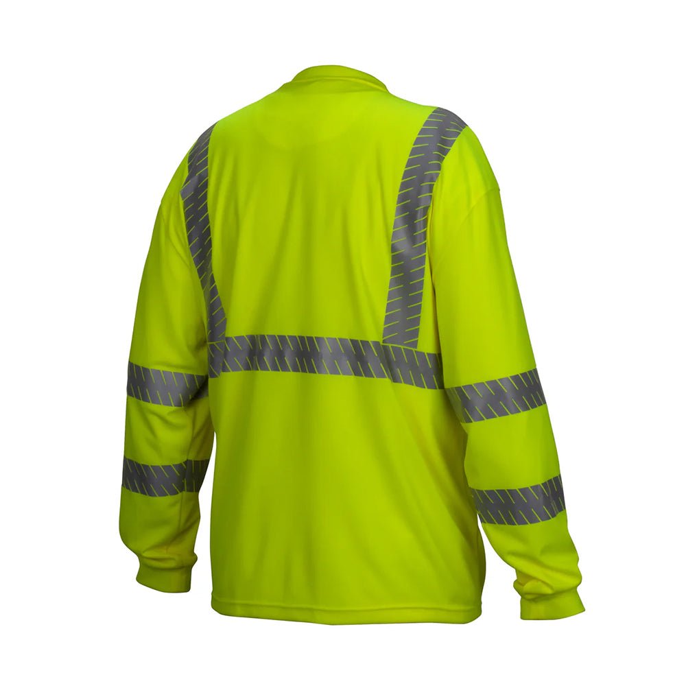 Pyramex RLTS33 Hi - Vis Class 3 Long Sleeve Reflective T-Shirt with Chest Pocket - Gorvex.com