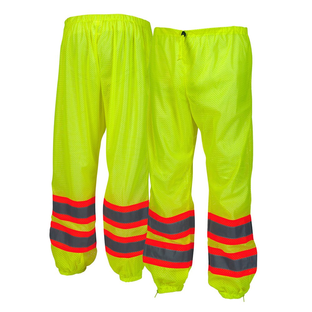 Pyramex RMP10 Hi Vis Lime Mesh Pants with Contrasting Reflective Tape - Gorvex.com