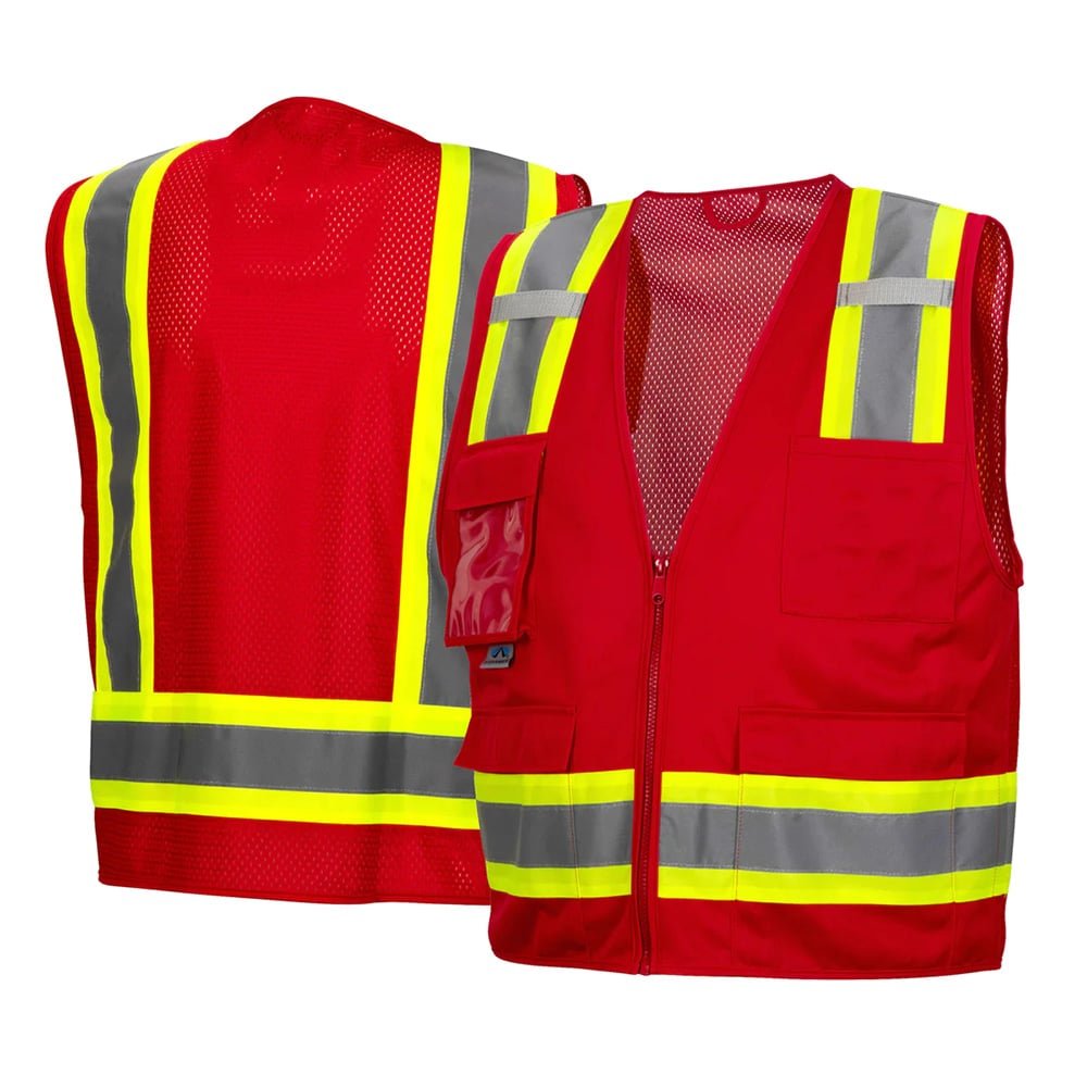 Pyramex RVZ24CP Class 2 Hi Vis Surveyor Vest with Clear Front Pocket - Gorvex.com