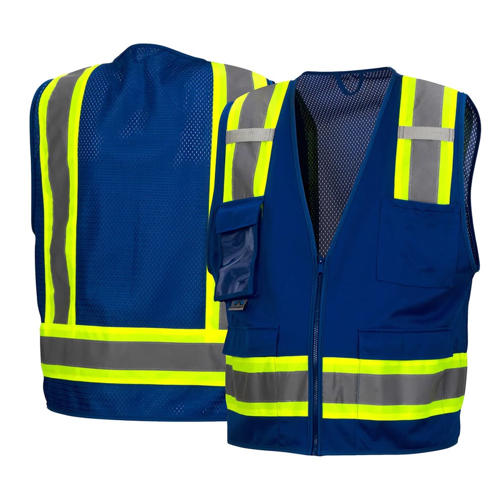 Pyramex RVZ24CP Class 2 Hi Vis Surveyor Vest with Clear Front Pocket - Gorvex.com