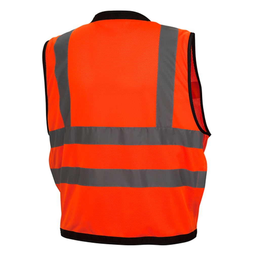 Pyramex RVZ28 Series Hi Vis Mesh Vest with Black Trim & Metal Grommets - Gorvex.com