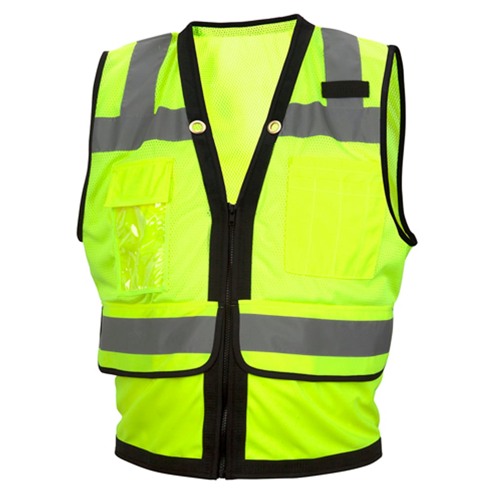 Pyramex RVZ28 Series Hi Vis Mesh Vest with Black Trim & Metal Grommets - Gorvex.com