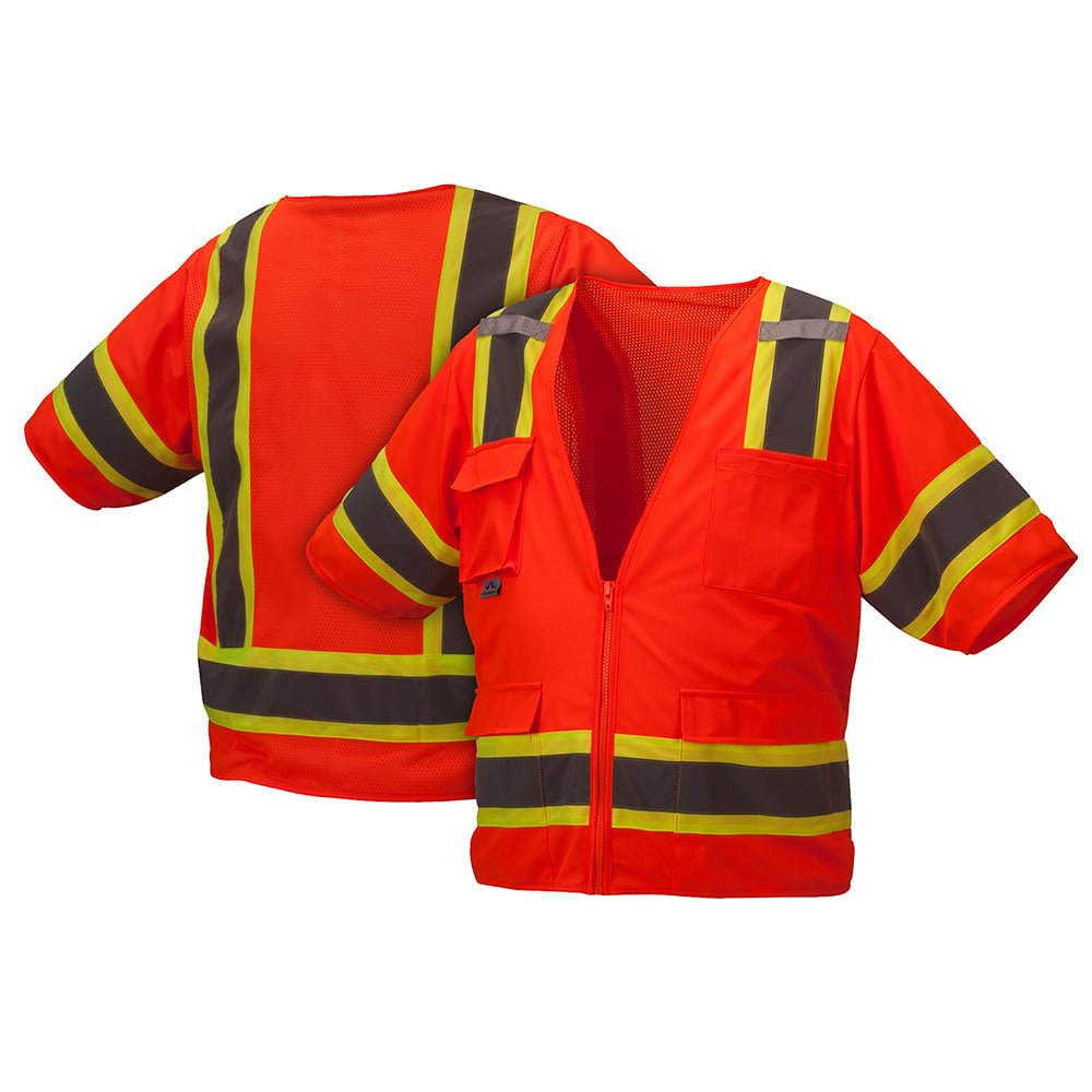 Pyramex RVZ34 Series Hi Vis Mesh/Solid Vest Class 3 with 4 Pockets - Gorvex.com
