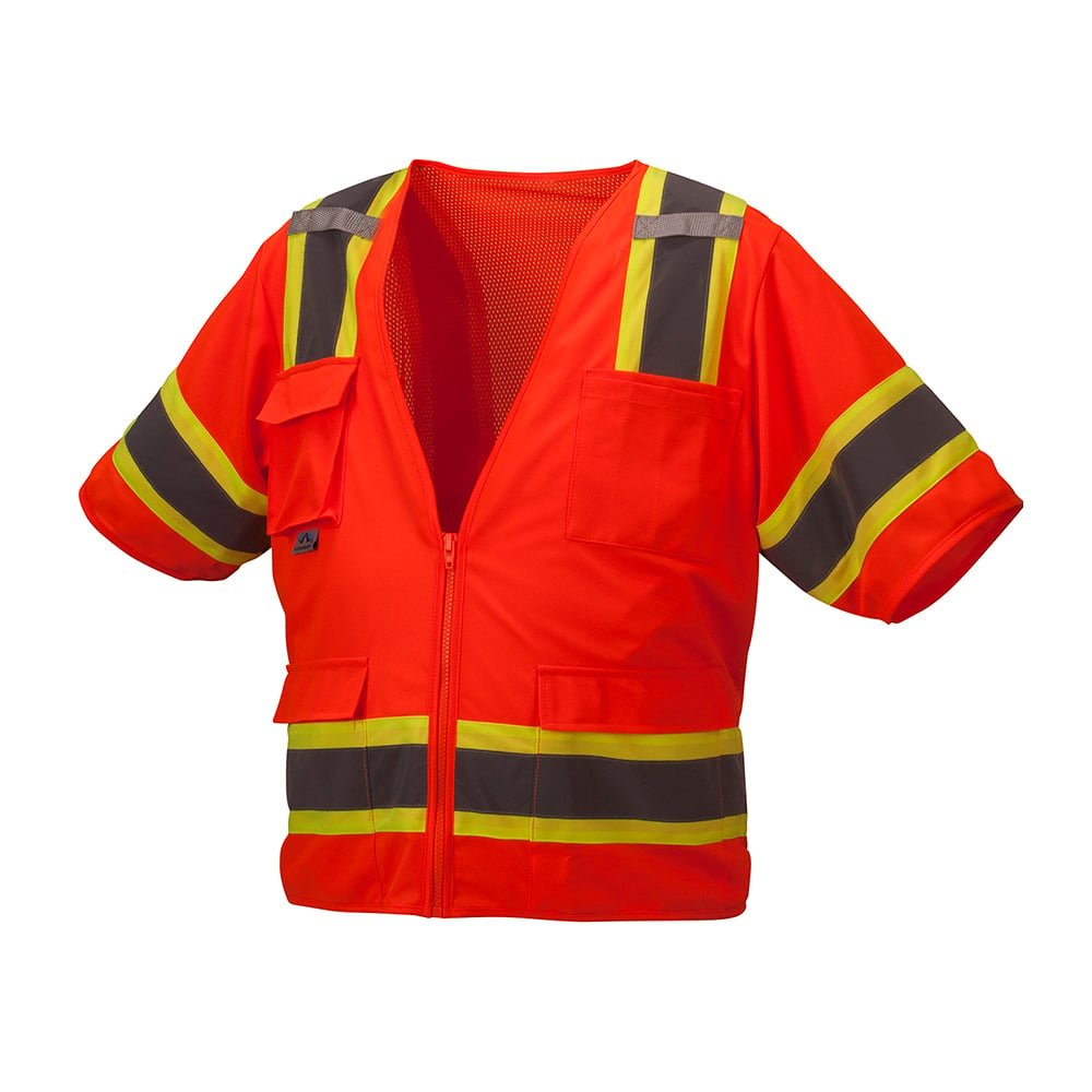 Pyramex RVZ34 Series Hi Vis Mesh/Solid Vest Class 3 with 4 Pockets - Gorvex.com