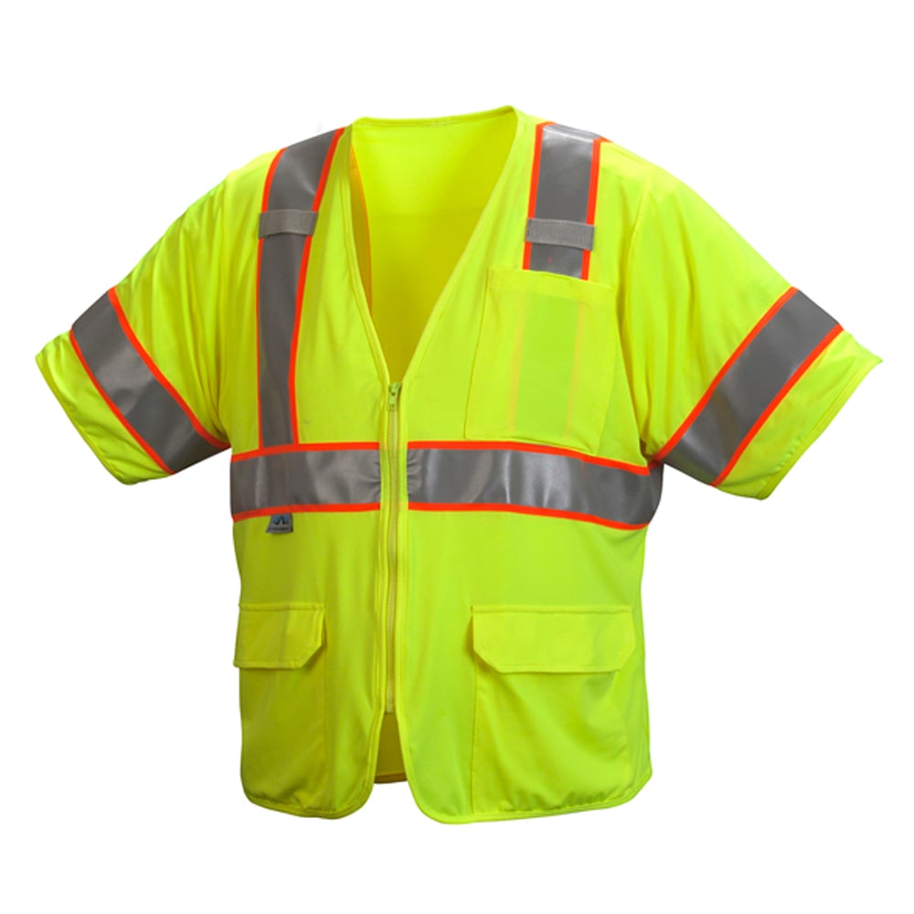 Pyramex RVZ35 Series Hi Vis Mesh Vest Class 3 with 3 Pockets - Gorvex.com