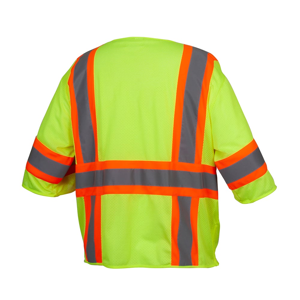 Pyramex RVZ36 Series Hi Vis Lime Class 3 Mesh Surveyor Vest - Gorvex.com