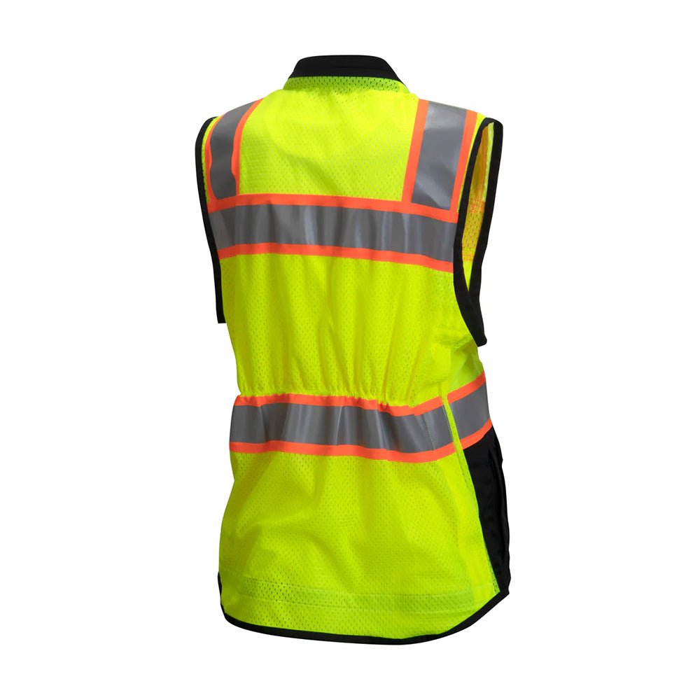 Pyramex RVZF61 Women's Hi - Vis Solid/Mesh Safety Vest with Adjustable Waist - Gorvex.com