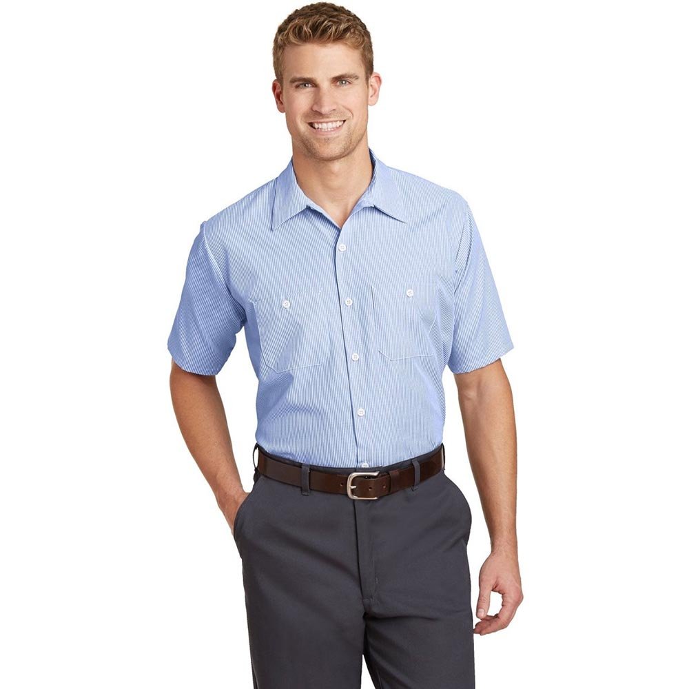 Red Kap CS20 Short Sleeve Striped Industrial Work Shirt - Gorvex.com