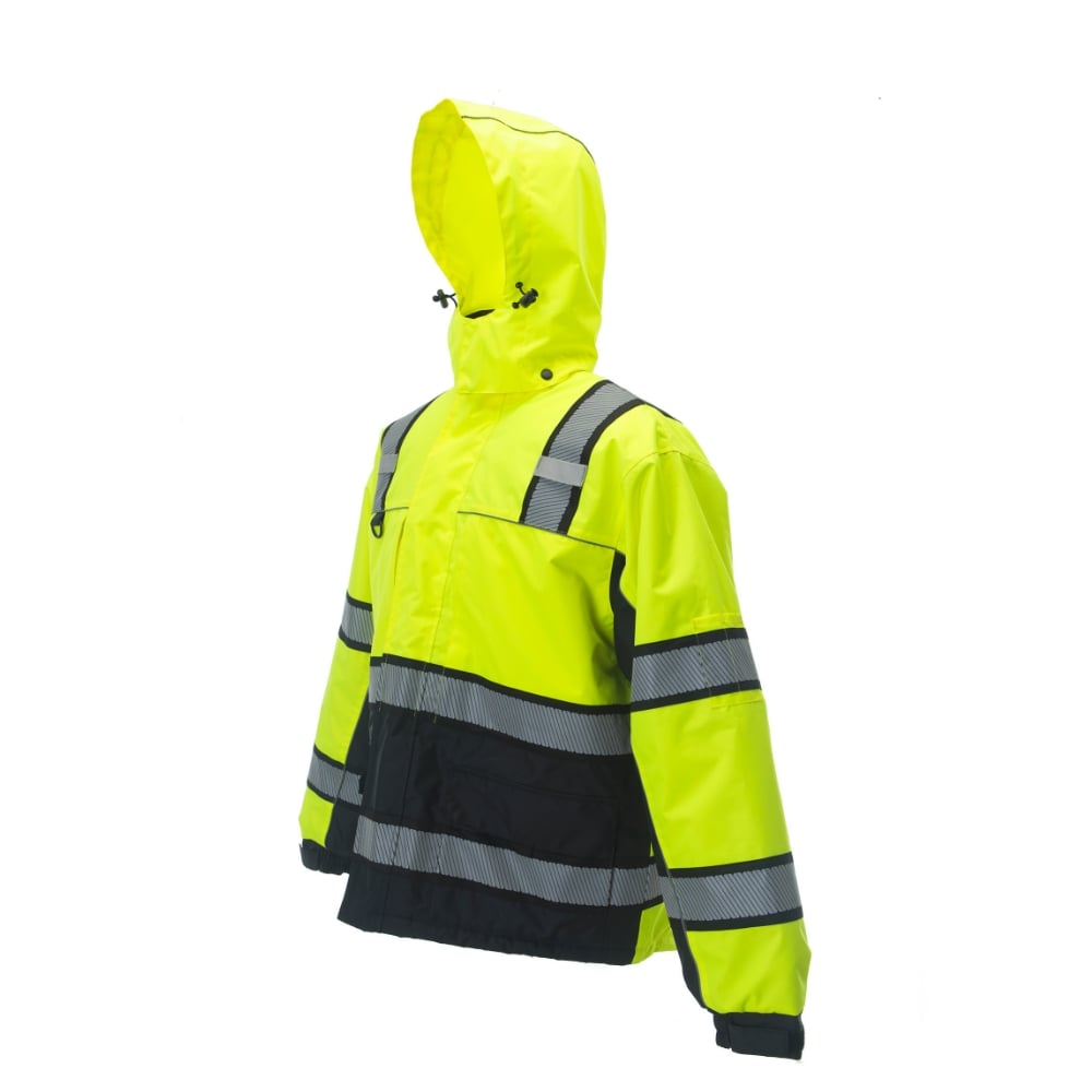 Reptyle™ Hi Vis Quilt - Lined Parka Black Front Panel + Detachable Hood - Gorvex.com