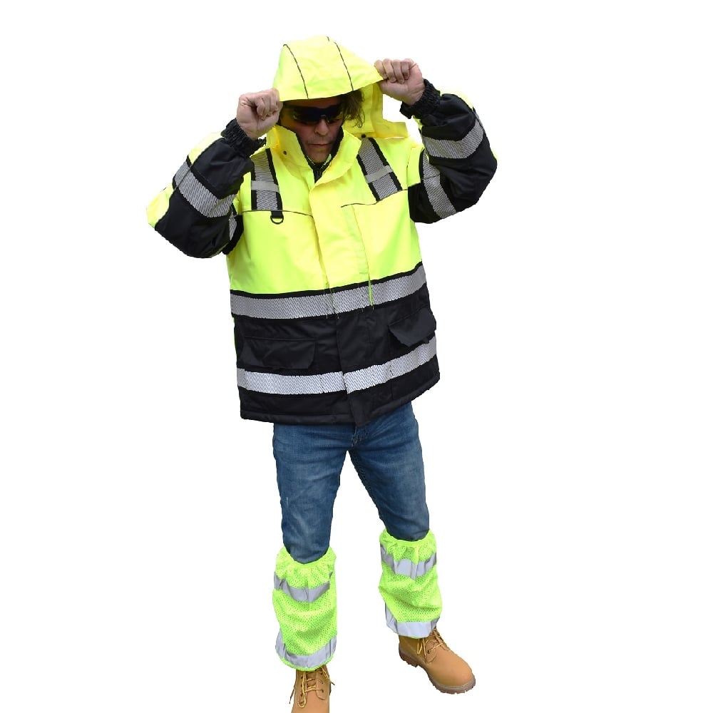 Reptyle™ Hi Vis Quilt - Lined Parka Black Front Panel + Detachable Hood - Gorvex.com