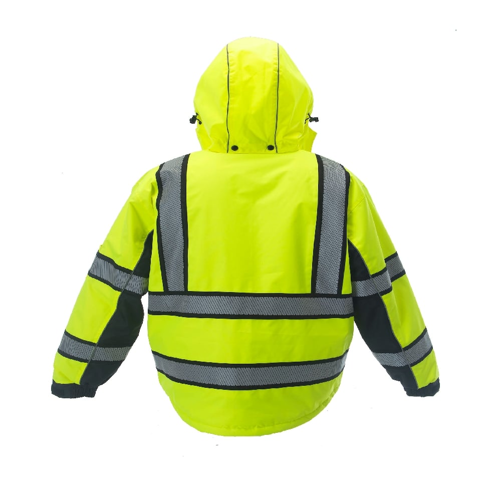 Reptyle™ Hi Vis Quilt - Lined Parka Black Front Panel + Detachable Hood - Gorvex.com