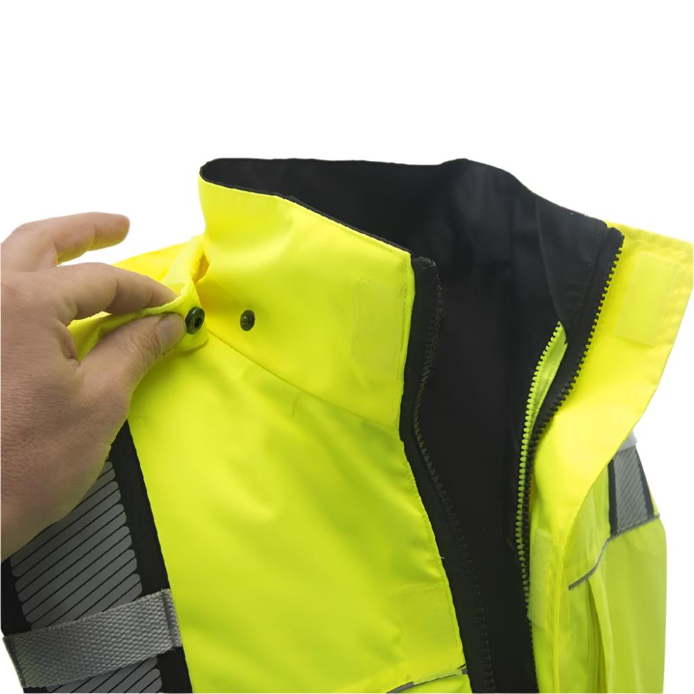 Reptyle™ Hi Vis Quilt - Lined Parka Black Front Panel + Detachable Hood - Gorvex.com