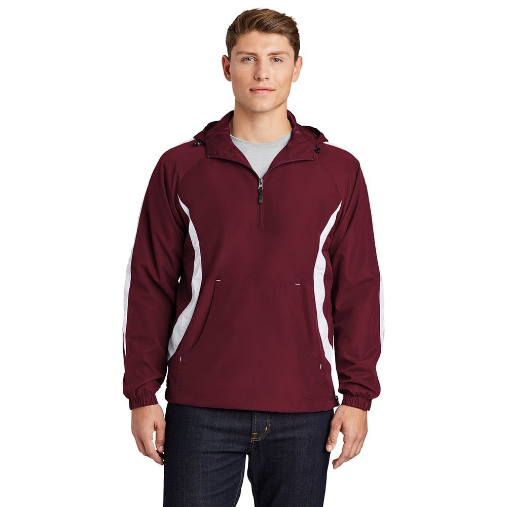 Sport - Tek JST63 Colorblock Half - Zip Anorak with Hood - Gorvex.com