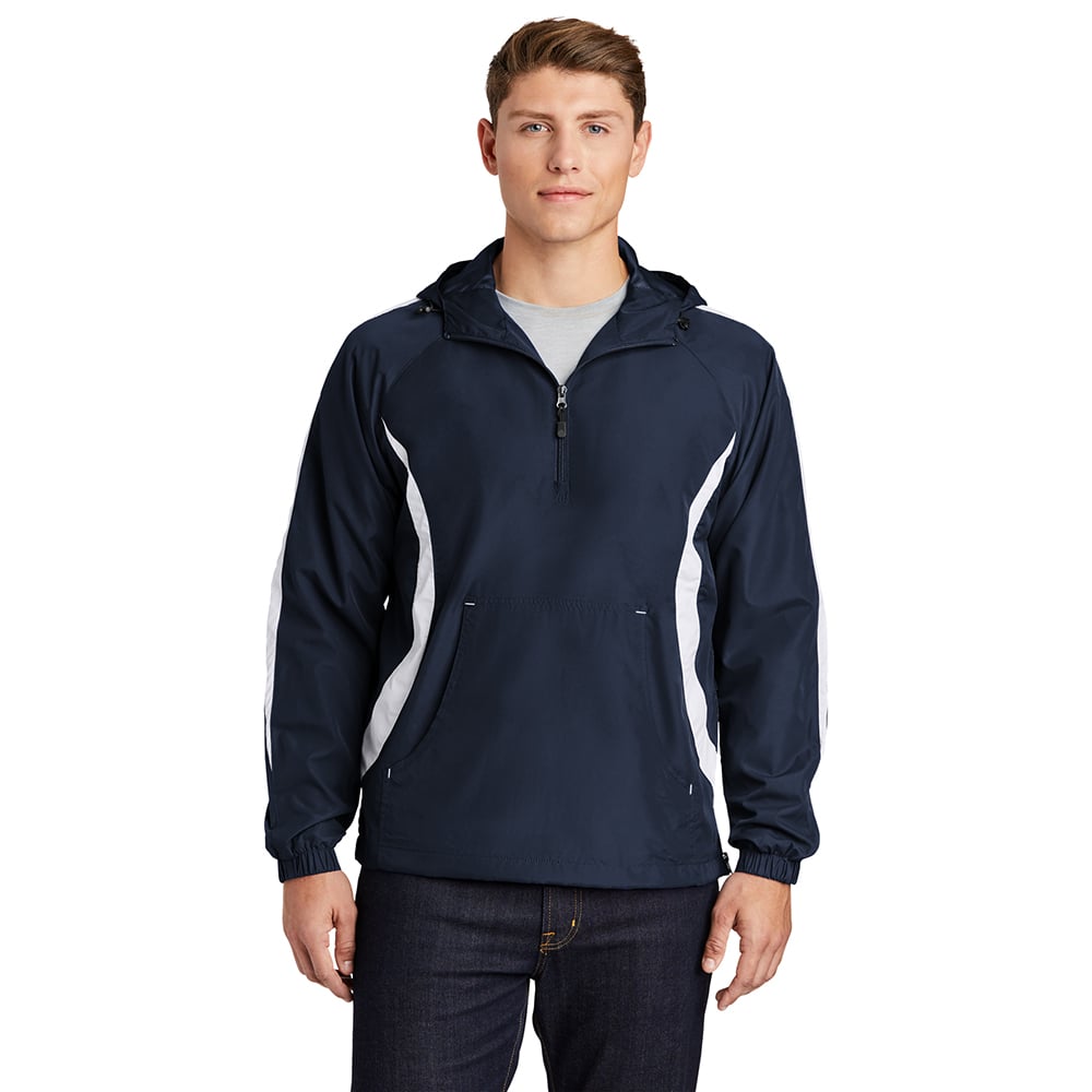 Sport - Tek JST63 Colorblock Half - Zip Anorak with Hood - Gorvex.com