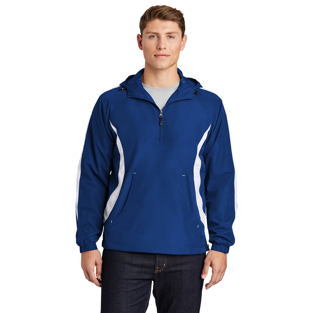 Sport - Tek JST63 Colorblock Half - Zip Anorak with Hood - Gorvex.com